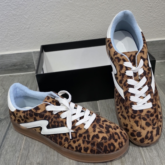 Madden Girl Shoes - Madden Girl Leopard Print Brown & Black Low-Top Sneakers